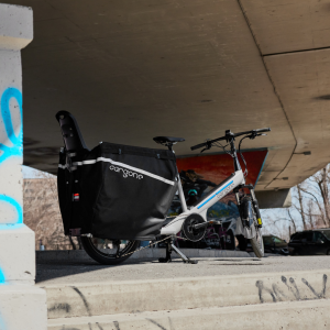 parked Cargone Solution Longtail under an overpass in Montreal